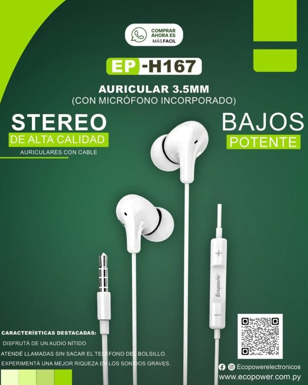 Auricular con goma ecopower EP-H167