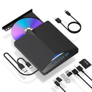 Lector Grabador DVD Externo RW USB-C SD 7 en 1