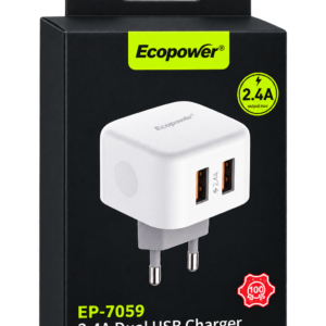Cargador de Pared Ecopower EP-7059 2.4A Doble USB