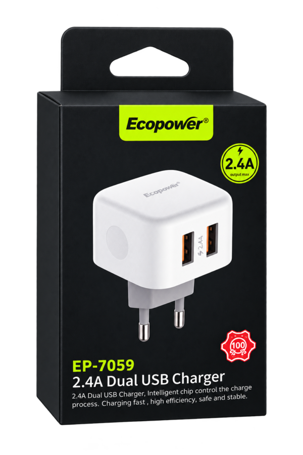 Cargador de Pared Ecopower EP-7059 2.4A Doble USB